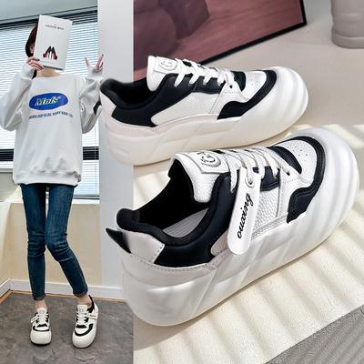 Женские дышащие кроссовки на платформе, противоскользящие прогулочные туфли для бега, повседневные легкие массивные кроссовки на шнуровке, теннисные туфли из искусственной кожи для женщин