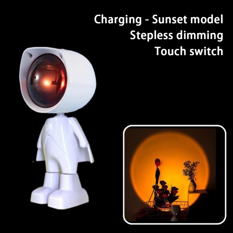 Астронавт Робот Лампа-проектор Закат Свет Вращающийся на 360 градусов Регулируемая яркость Красочный мини