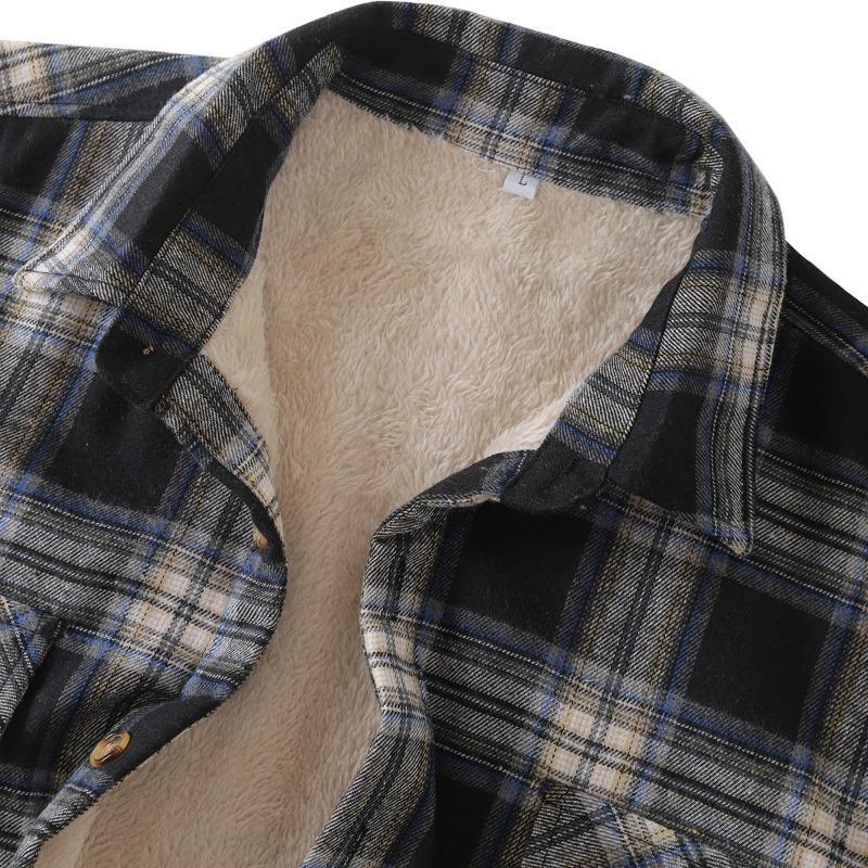 Теплая флисовая рубашка-куртка в клетку