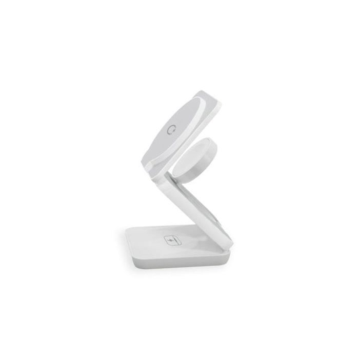 Беспроводная зарядка - KSIX - Cube 3 в 1 - Зарядка 15 Вт - Совместима с Apple Watch и AirPods - Белый