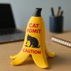 1/2Pcs Cat Vomit Caution Sign Banana Peel Cat Vomit Warning Sign Home Office Mini Table Sign Humorous Decoration Animal Lovers Gift
