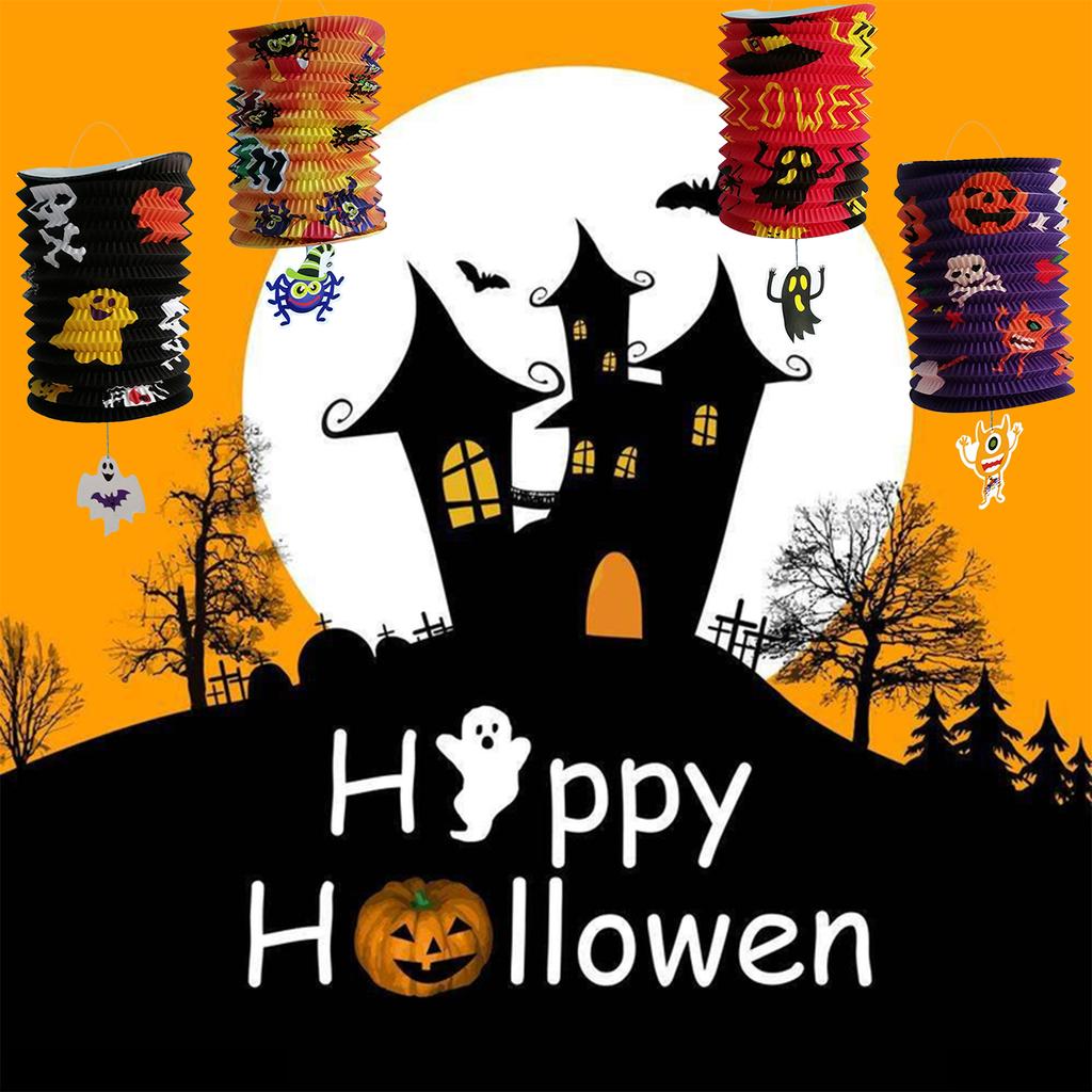 Craft LEDs Paper Hangings Lantern Foldable Decorative Design Festival Decoration for Halloweens