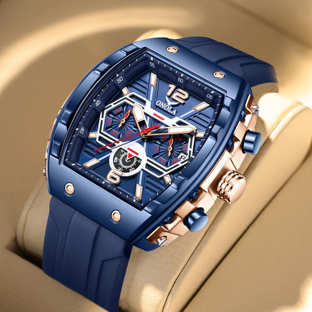 Модные спортивные мужские кварцевые часы водонепроницаемые многофункциональные часы роскошные светящиеся наручные часы Tonneau Mille для мужчин