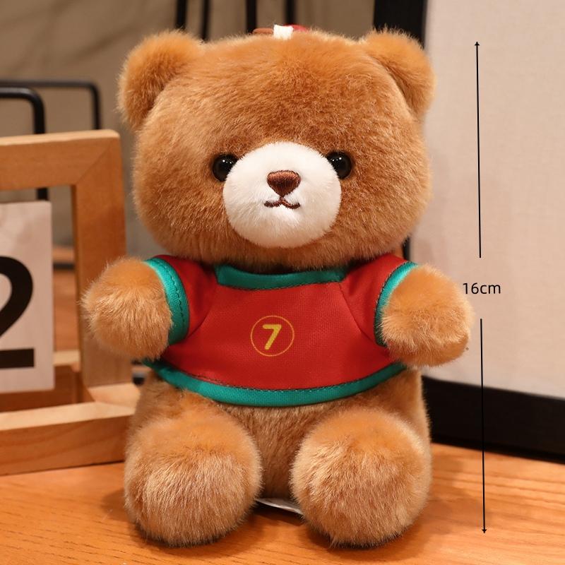 Football Bear Plush Pendant Toy - Lovely Stuffed Doll Wearing Football Jersey Fans Collection Gift Bear Wiffle Bag Decor