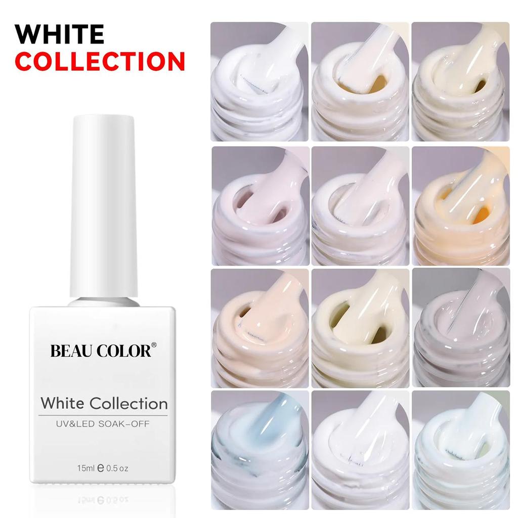 BEAU COLOR 15 мл 12 цветов Молочно-белая коллекция УФ/LED гель-лак для ногтей Гель-лак для ногтей Soak Off Varnish для домашнего маникюра и маникюрного салона