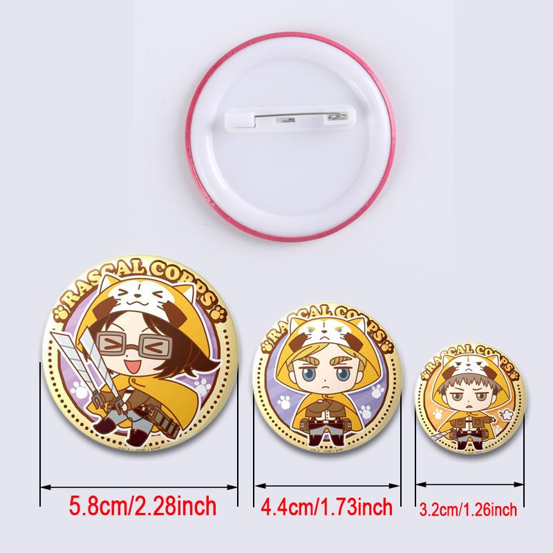 32/44/58 мм аниме-броши Атака титанов Мультфильм Армин Арлерт/Эрен Йегер Значки на лацкан Значок на рюкзак Ювелирные изделия Коллекции фанатов Подарки