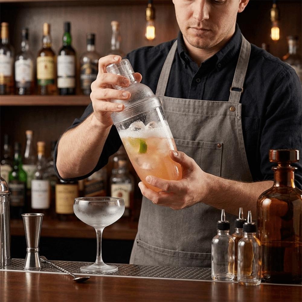 with Markings Cocktail Shaker Three-piece Structure Bar Cup Mixing Container Fruit Tea Making
