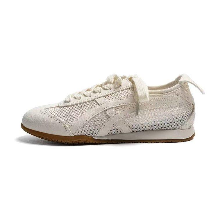 Leather casual sports flat bottom running thick baseplate shoes summer thin single net soft sole mesh Forrest Gump training shoes women