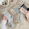Клетчатые носки из верблюжьей шерсти, Женские осенне-зимние утолщенные носки до середины икры, Женские розовые милые теплые носки для пола, Длинные носки
