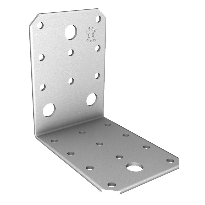 Steel angle connector 90x90x65mm, 2.5mm thick, perforated, for assembly 64109025