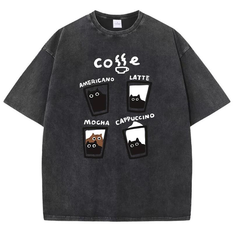 Футболки с четырьмя разными вкусами кофе, мужская футболка Vigor Art, оригинальная хлопковая футболка Normcore с круглым вырезом и короткими рукавами