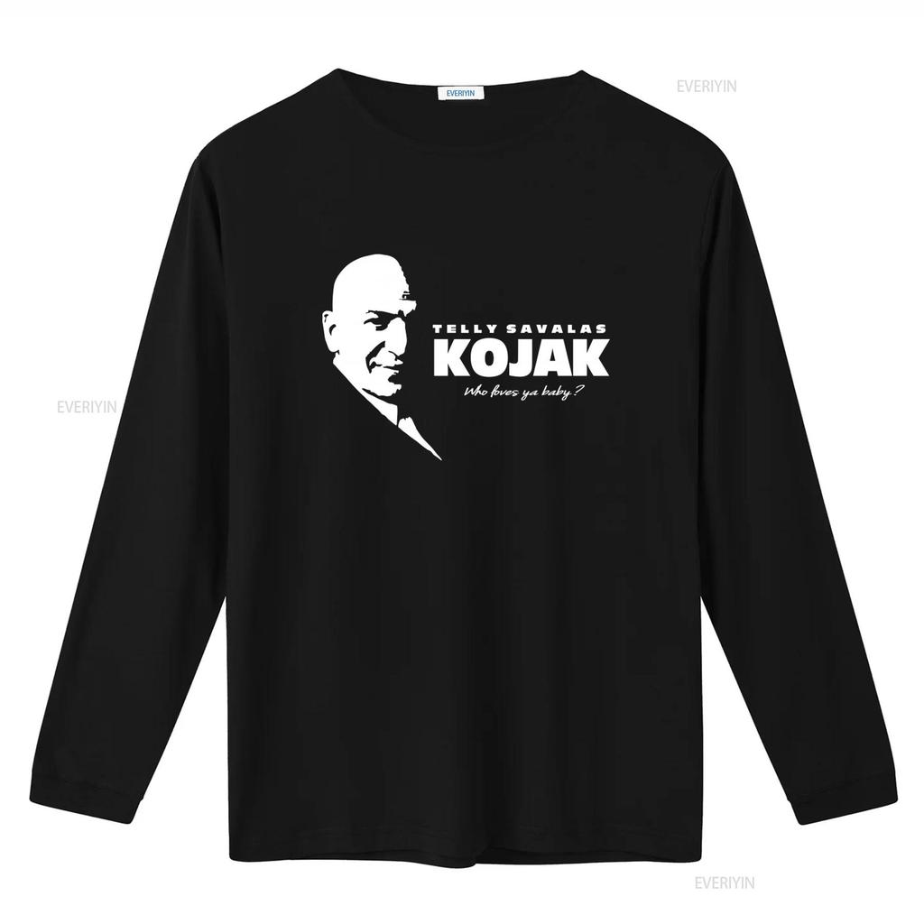 КОДЖАК Телли Савалас Детектив Футболка 100% хлопок Высокое качество Кто любит тебя, детка Принт винтажный Стирка мужской Растягивающийся Универсальный