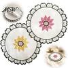 Floral Fabric Dining Mats Flower Shaped Placemat with Embroidered Sunflower Pattern, Pastoral Style for Table, Washable Polyester Pot Retro