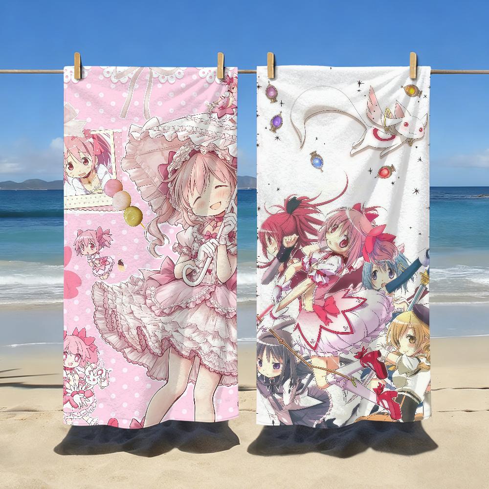 Anime P-Puellas Magi M-Madoka M-Magicas-S Towel Sports Quick Dry Travel Camping Gear Sandproof Soft Light Large Beach Towel