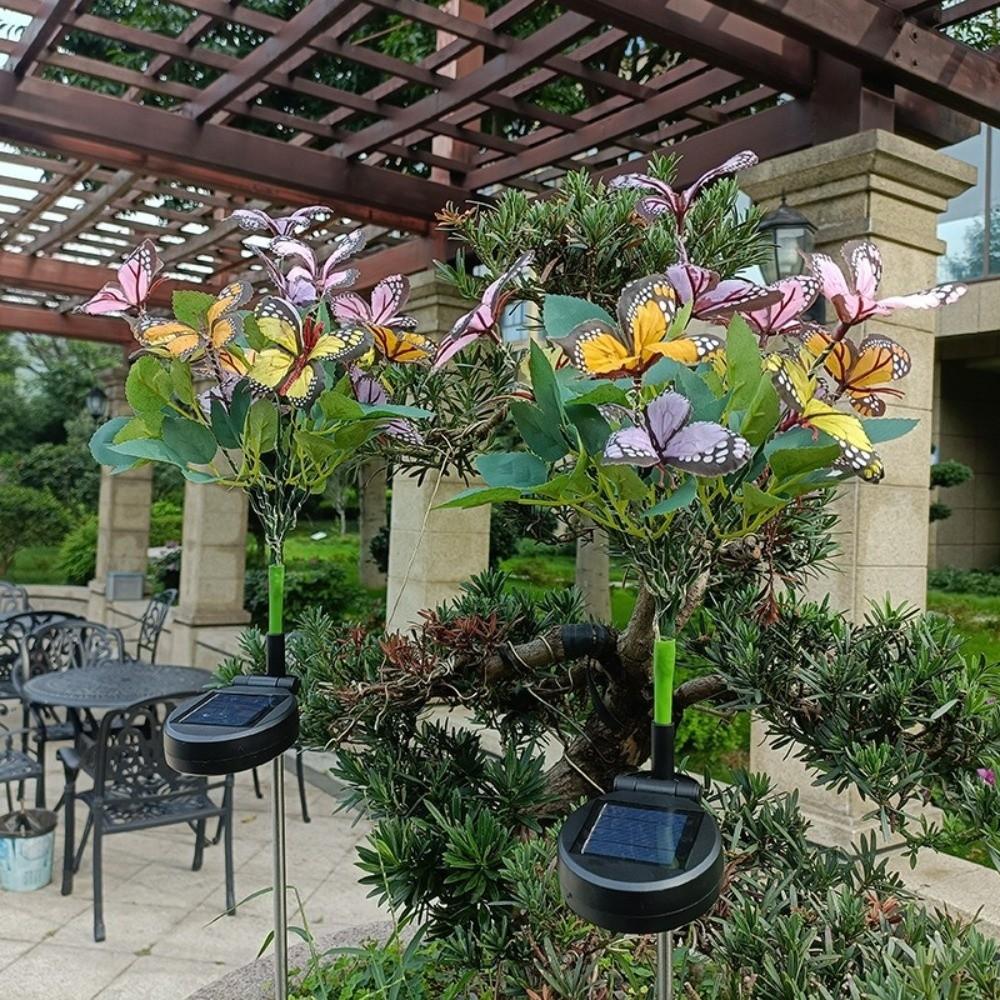 Водонепроницаемый светодиодный светильник в виде дерева с бабочками на солнечной батарее, гирлянды, новое ландшафтное освещение, дом, сад