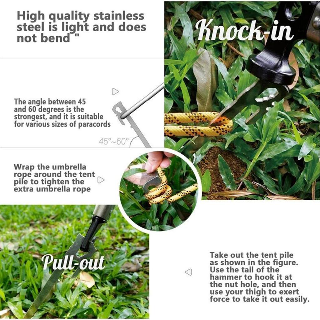 Tent Nail Stainless Steel Ground Nail Camping Rock Bottoms Ground Anchors Tent Accessories For Outdoor Camping Tent Pegs