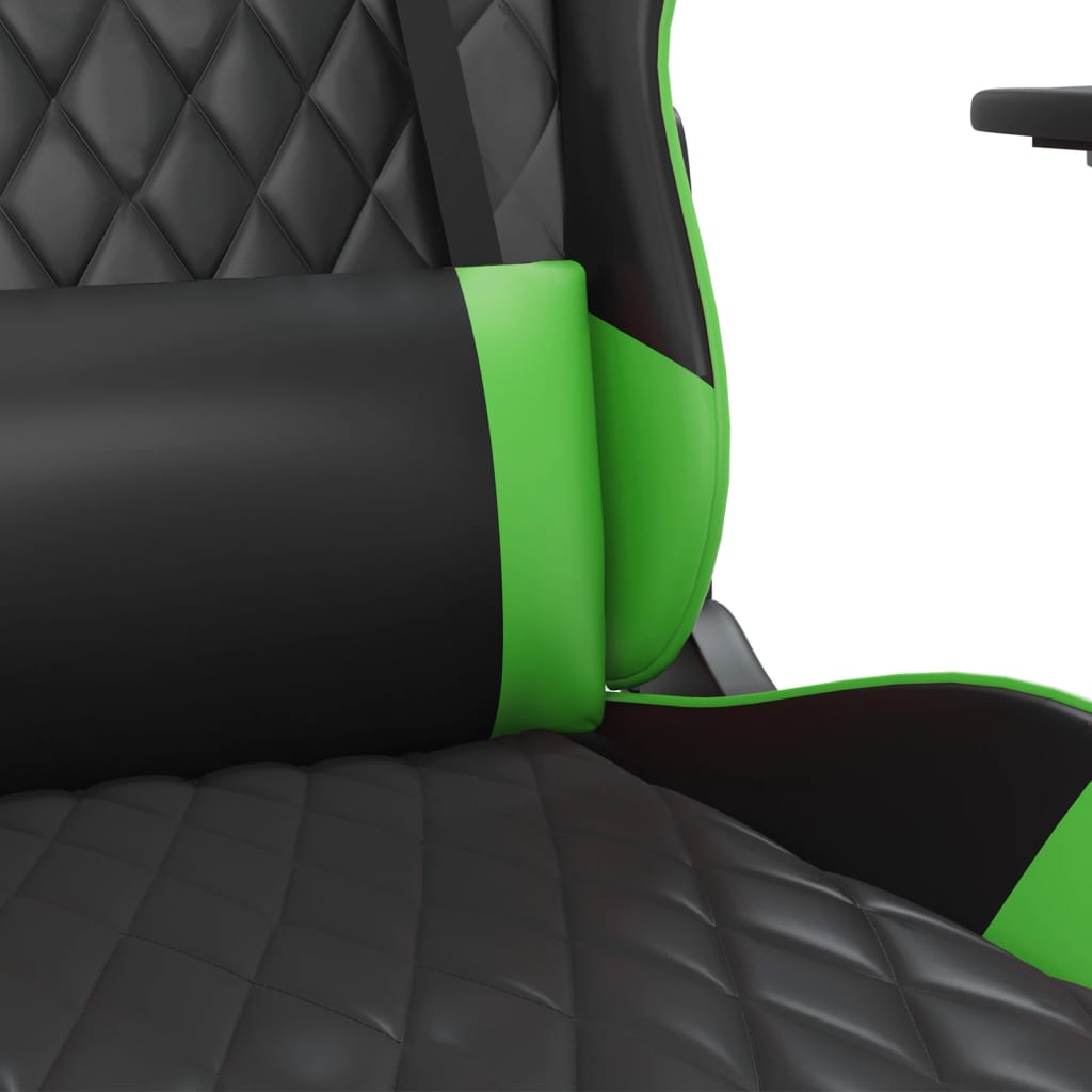 Gaming Chair in Black and Green Artificial Leather