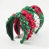 Adjustable Christmas Headband All-match Pearl Rhinestone Hair Hoop Fashion Christmas Headdress