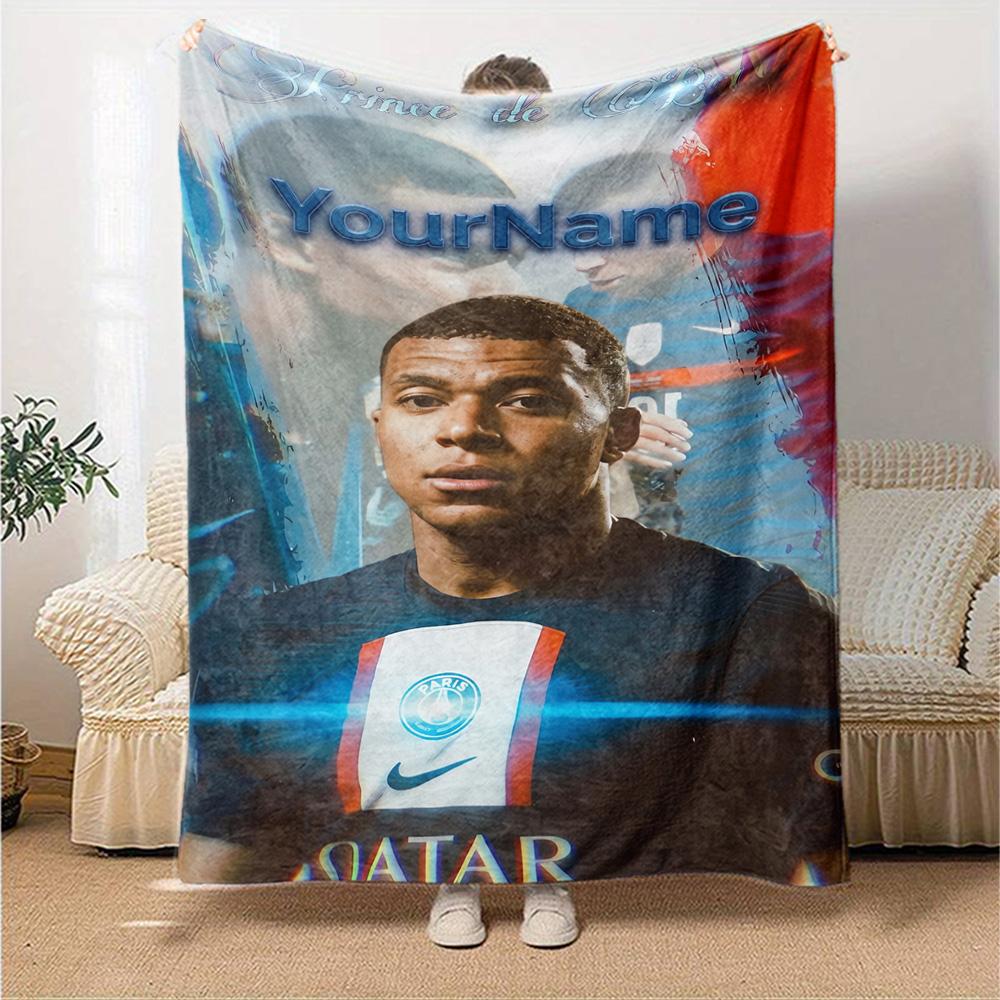 Mbappe Personalized Text Blanket Lightweight Personalized Blanket Comfortable Great for Bed Home Decor Office Nap Ideal for All Seasons