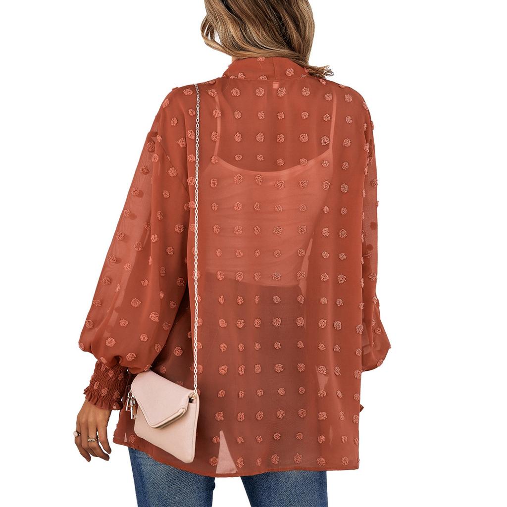 Женская тонкая куртка-кардиган с длинными рукавами, модная шифоновая футболка, блузка