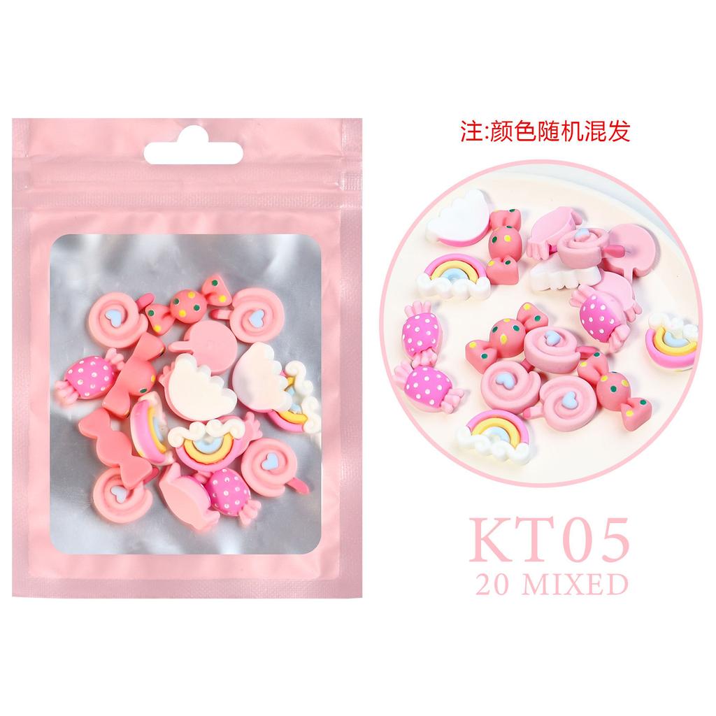 Nail Art Resin Cartoon Jewelry With The Same Mixed Mini Cartoon, Little Soft And Cute Girl Heart Cartoon 20 Pcs