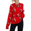 Women Christmas Sweater Christmas Socks Hat Pattern Sweater Warm Knitted Sweater