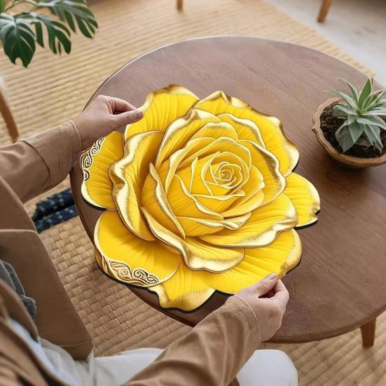 3D Цветочный Плейсмат Диатомовая Земля Абсорбирующий Обеденный Мат Термостойкий Реалистичный Цветочный Плейсмат для Обеденного Стола Кухонной Столешницы Декор Стола