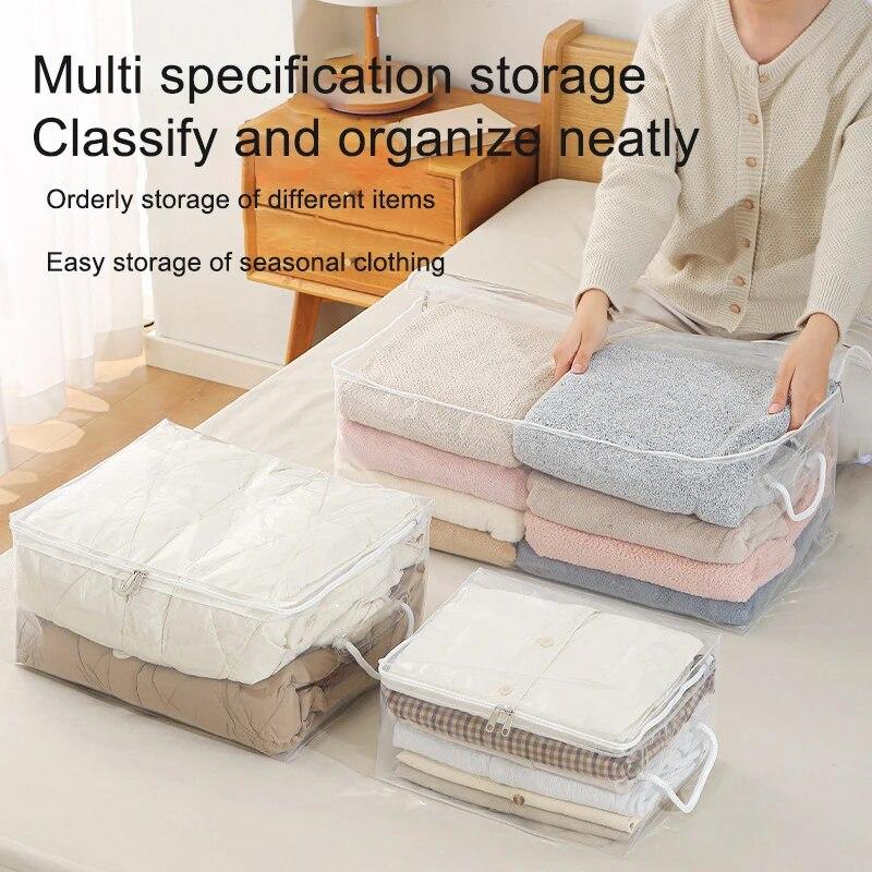 1Pc Multifunctional Transparent Large Capacity Travel Quilt Bag Portable Waterproof Storage Bag Hand Luggage Bag