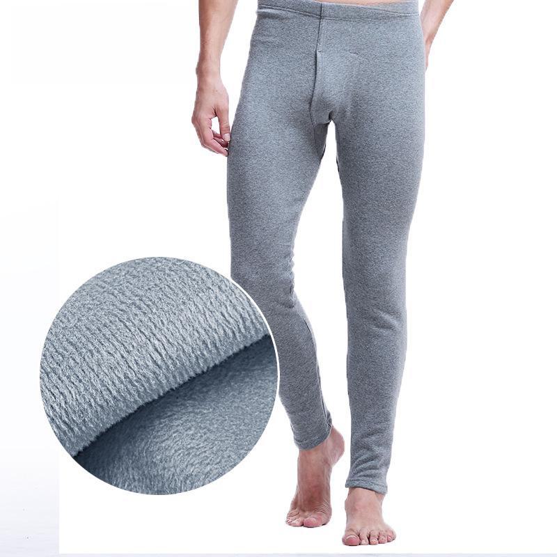 Men's Solid Color Slim Double-Layer Thickened Velvet Warm Pants for Autumn and Winter