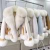 Fashion Fur for Women Vintage Streetwear Long Sleeve Faux Fur Loose Pockets Turn Down Collar Autumn Winter Faux Fur