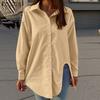 Women Vintage Shirt Collar Irregular Hem Long Sleeve Shirts