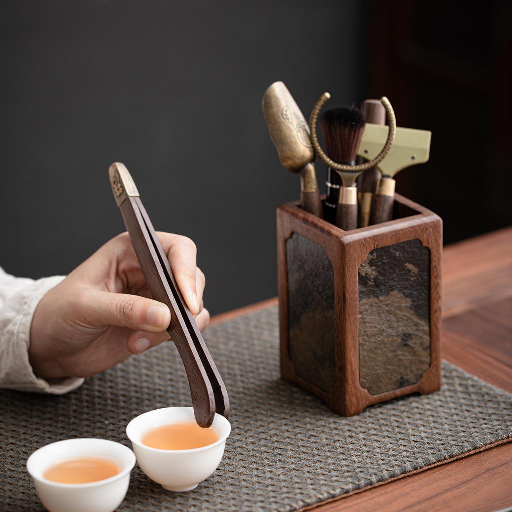 High-end Accessible Luxury Tea Ceremony Six Gentlemen Suit Walnut Rock House Tea Making Tools Supplies Tea Table Accessories