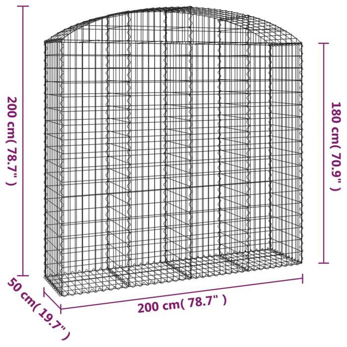 VidaXL Arched Gabion Basket Gabion Cage Gabion Wall Stone Basket Gabion for Stone Garden Patio Exterior 153479