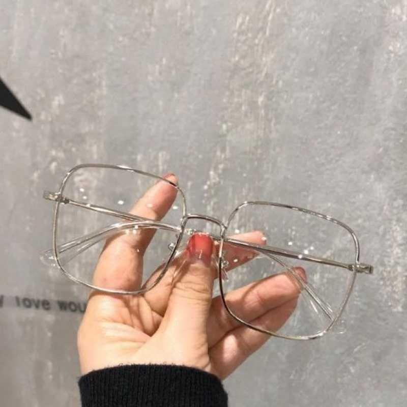 Новая Мода Женские Очки Большая Рама Квадратные Плоские Зеркала Звездная Пыль Мелкий Глиттер Плоское Зеркало