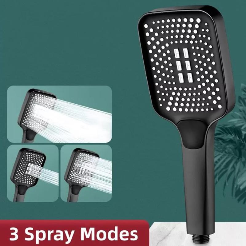 Modern Square Shower Head High Flow 4 Spray Pattern Handheld Shower Universal