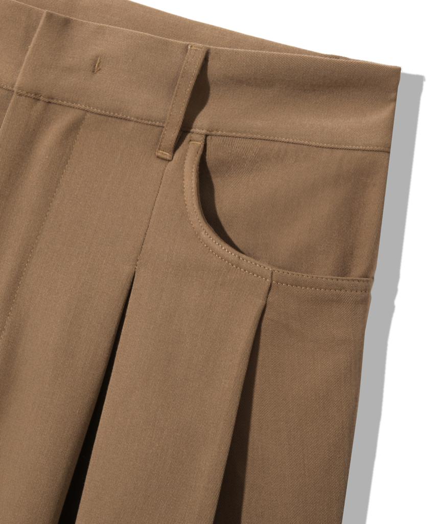 TRILLION Double Inverted Tuck Wide Pants [Beige]