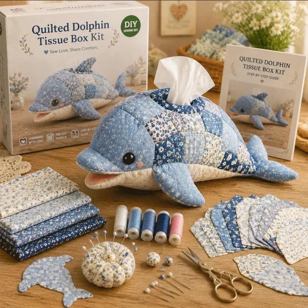Pre-Cut Fabric Tissue Box DIY Kit Animal Shaped Handmade Tissue Holder  For Bedroom Decor