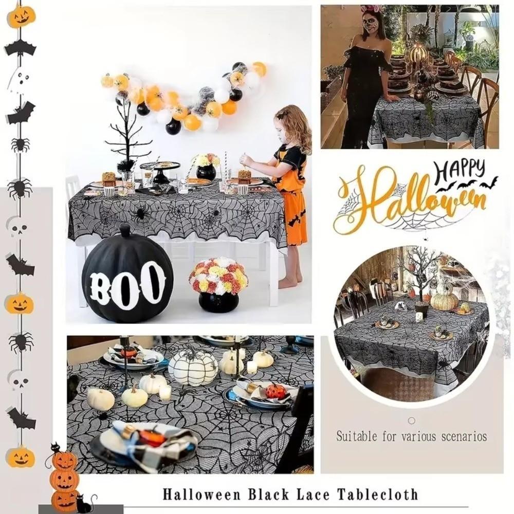 Lightweight Halloween Decoration Portable Spider Web Tablecloth Black Tablecloth Event Decoration