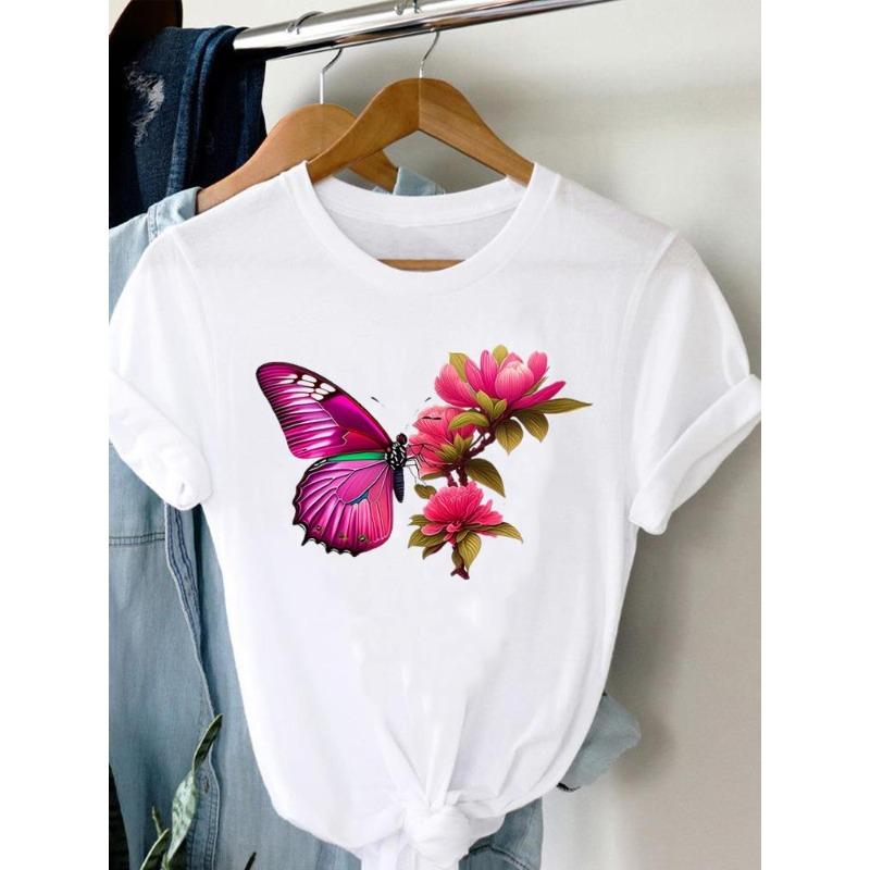 (Европейский размер)  Модная женская футболка Топ Валентин Цветок Грузовик Короткий рукав Принт Женская одежда Повседневная Футболка Женские Графические футболки