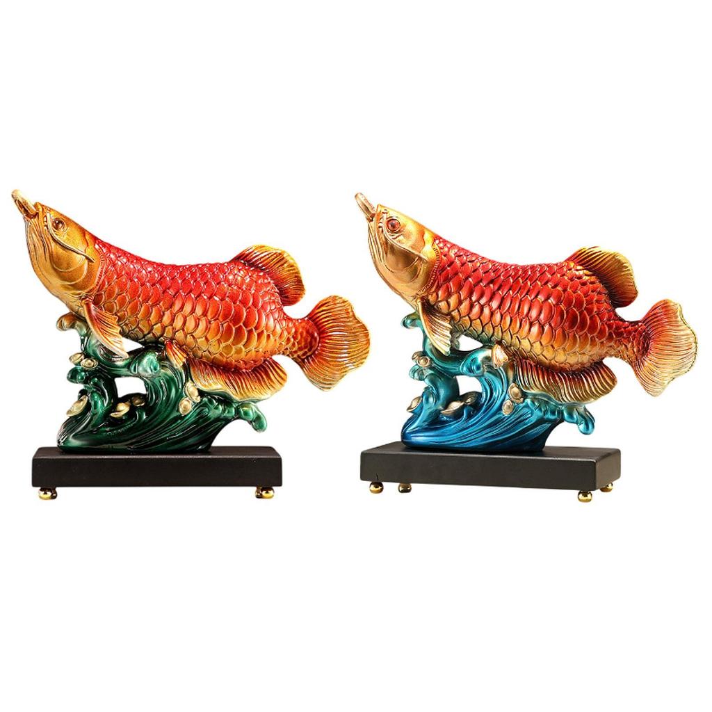 Arowana Fish Statue Resin Decorative Figurine for Entrance Bookshelf Shelf