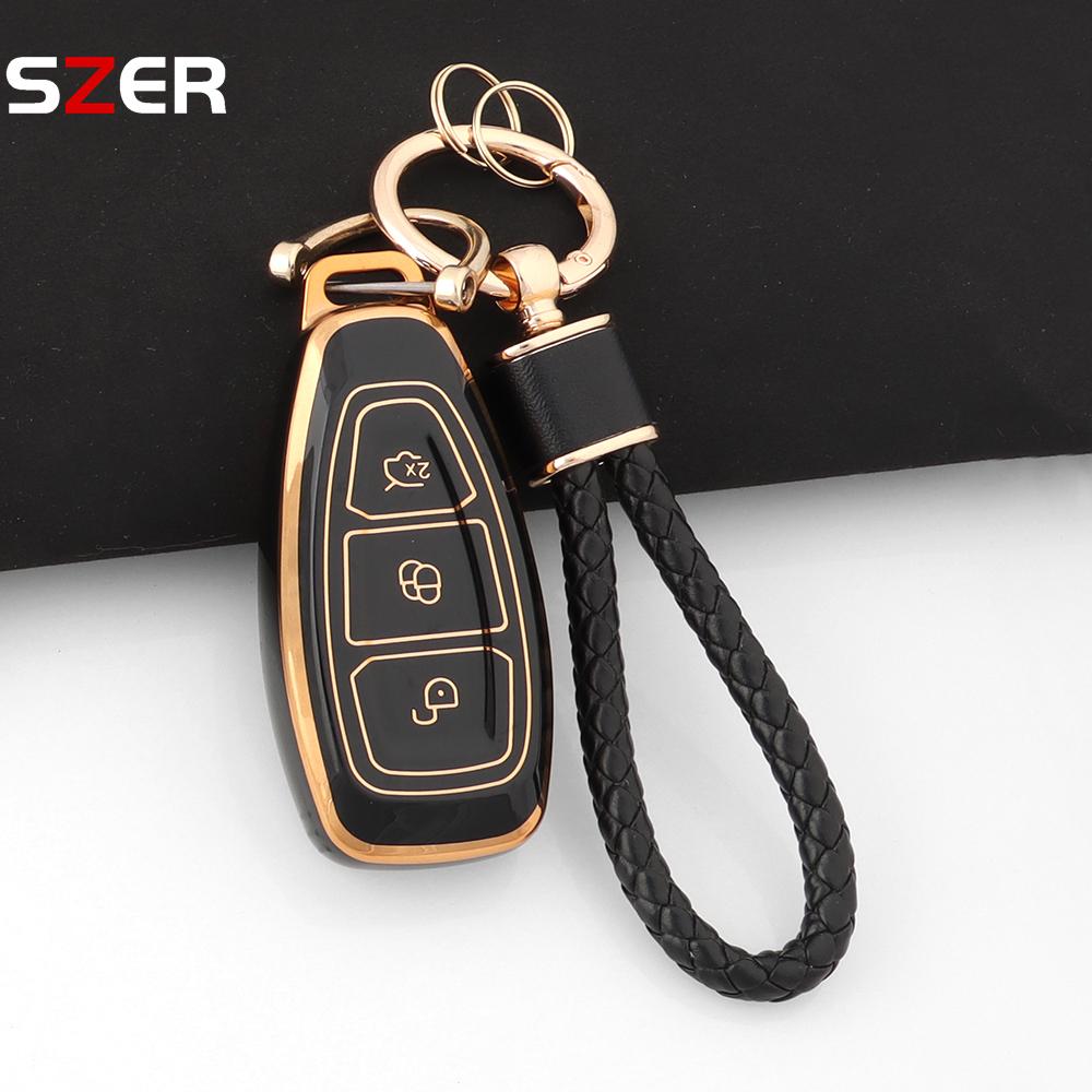 Новый чехол-брелок из ТПУ для автомобильного ключа-пульта Ford Fiesta Focus 3 4 Mondeo Ecosport Kuga Focus C-Max St Escape Держатель для брелока