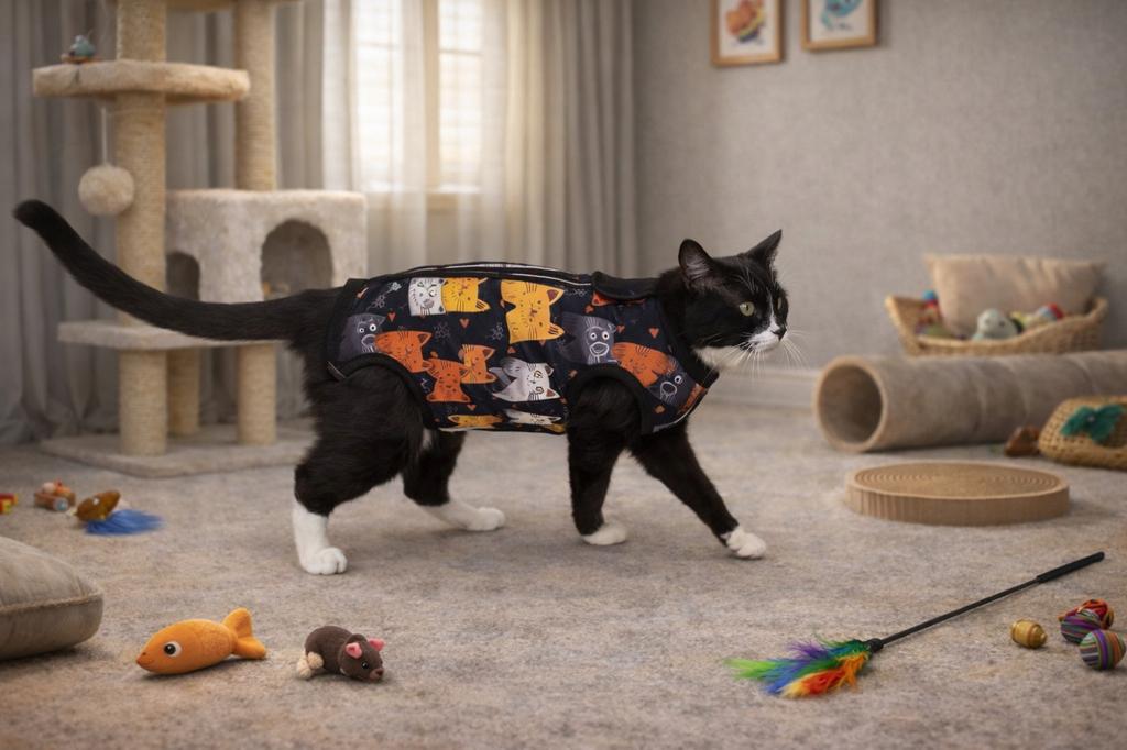 Postoperative Clothes for Cat Size Dog Apron Comfortable Cotton Cat Print