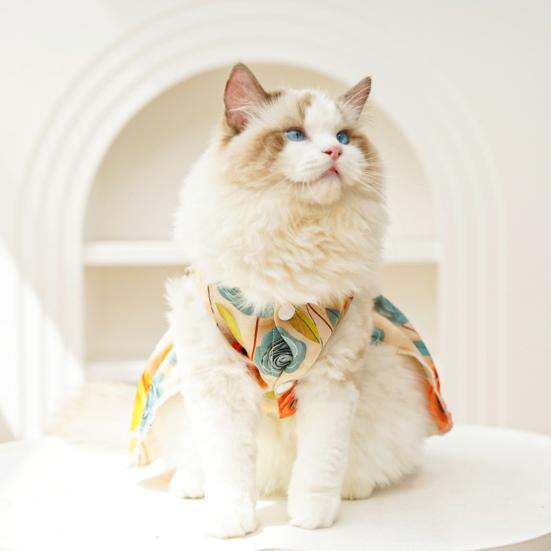 Платье с бантом для собаки, с принтом роз, летний сарафан принцессы для питомца, летний наряд для питомца для маленьких девочек, собак, кошек