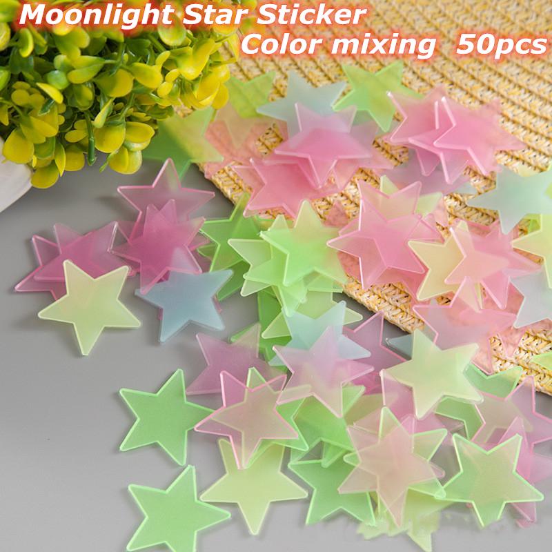 500PCS  Living Bedroom Luminous Fluorescent Color Decal Home Decor Stars Glow Wall Stickers Baby Kids
