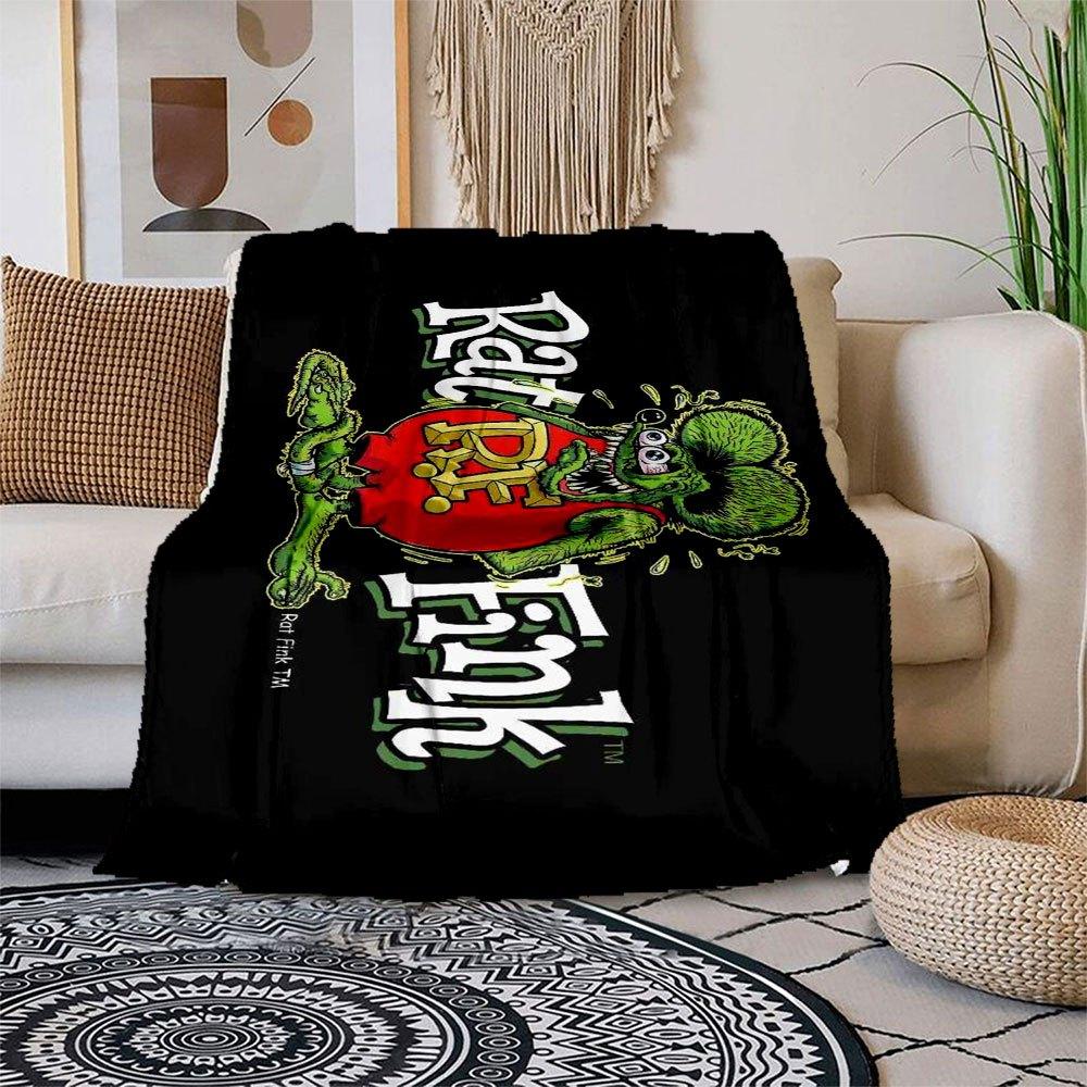 Rat Fink Classic T-Shirt - GreenBlanket Flannel Throw Blanket for Sofa, Bed, Travel, Camping, Office, Couch, Chair, And Bed Gift for Christm