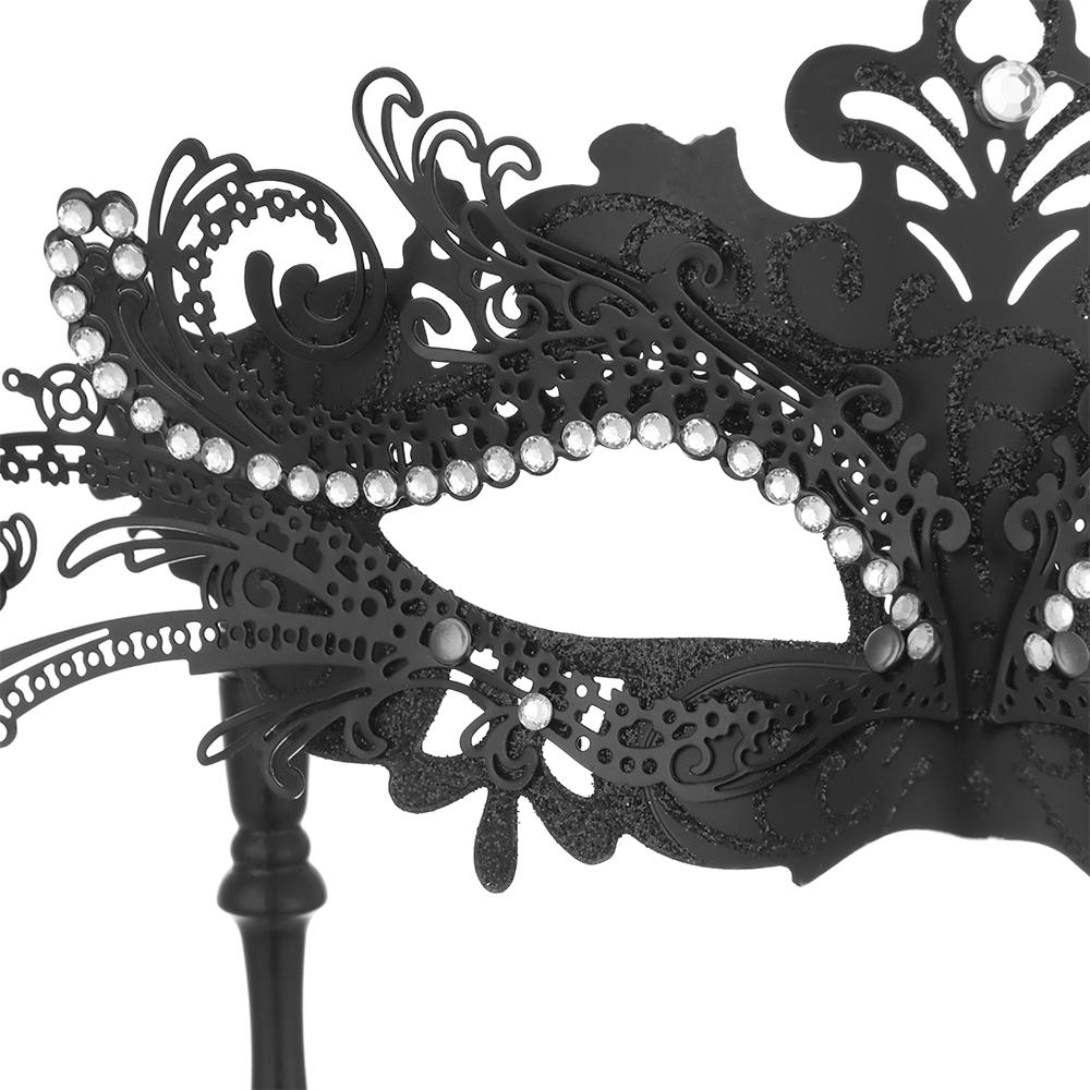 Party Phoenix Tail Flower Venetian Masquerade Mask with Holding Stick Costume Mask Halloween
