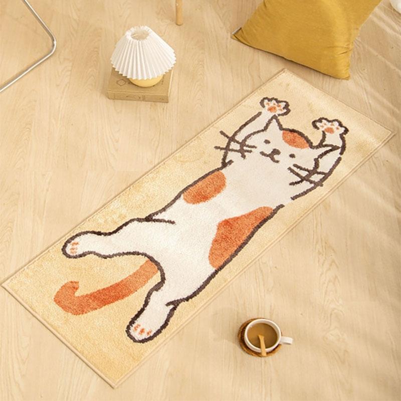 Bedside Long Carpet Cartoon Pattern Letter Cat Non -Slip Carpets Living Room Floor Mat Water Absorption Rugs Tapetes De Sala