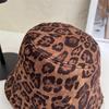 Autumn and Winter New Leopard Print Fashion Bucket Hat Women's Casual Versatile Front Long Rear Short Sunshade Basin Hat