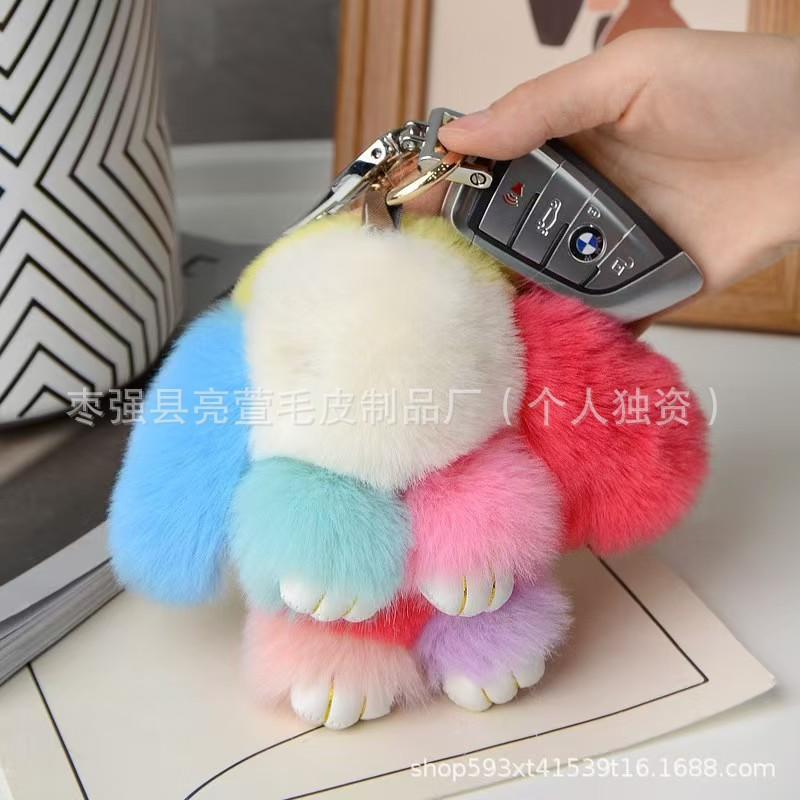 New Style 15cm Women's Rabbit Fur Keychain Bag Car Pendant Jewelry Decoration Fashionable Accessory for Bags and Gifts