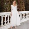 New Dress Slim White Wedding Dress Lace V-neck Fashion Dress Chiffon Wedding Dress